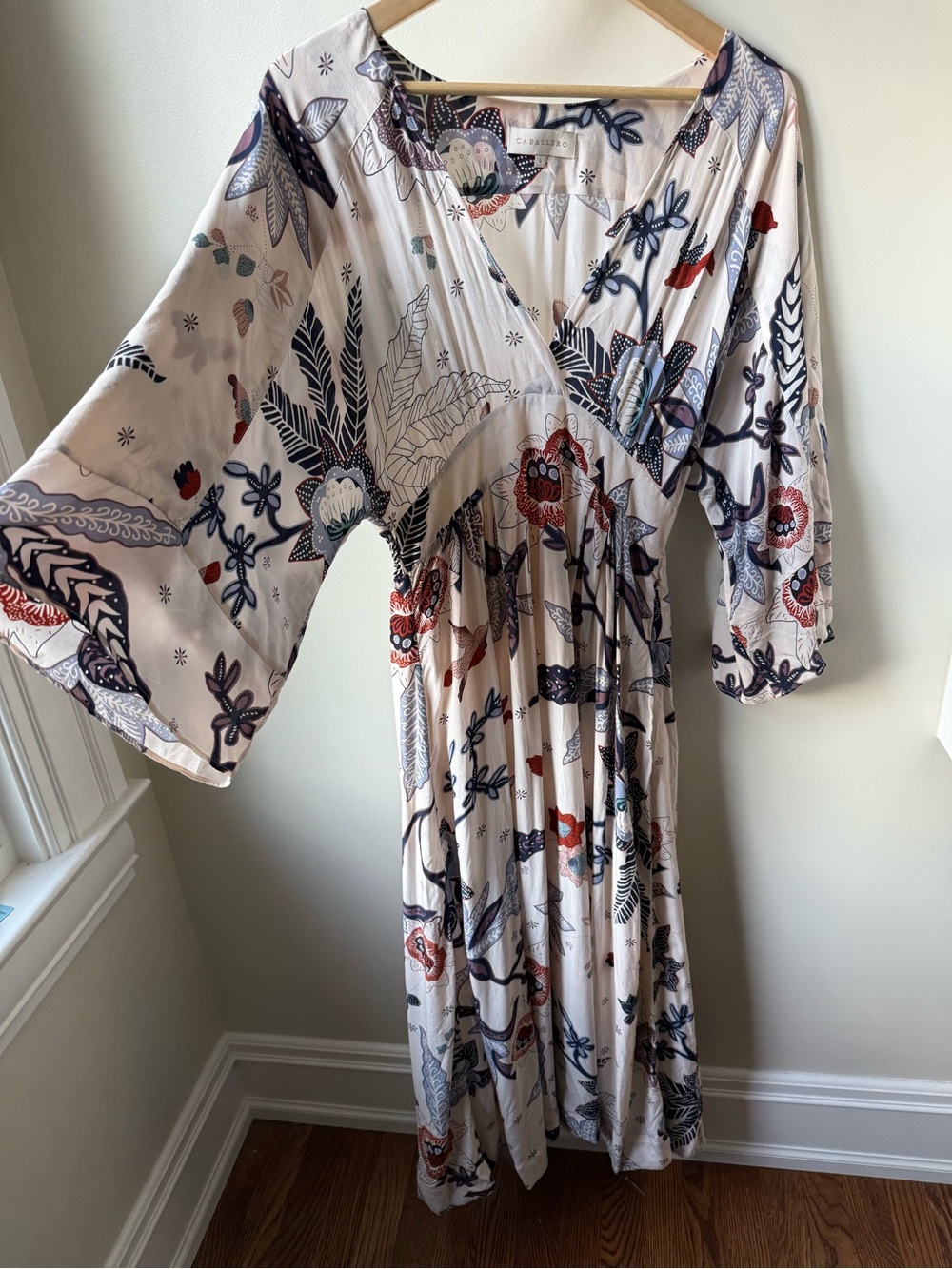 CABALLERO Anthropologie Clover Maxi Dress Cupro Flower Cottagecore Boho Floral S